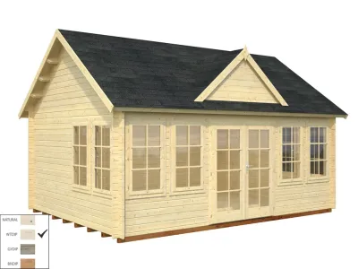 Gartenhaus Blockbohlenhaus Claudia 19,4 m² 44 mm transparent tauchimprägniert Produktbild #2