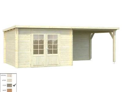Gartenhaus Blockbohlenhaus Ella 8,7+8,2 m² 28 mm grau tauchimprägniert Produktbild #3