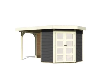 Gartenhaus SET Goldendorf 3 ECO 19 mm terragrau, inkl. 2,4 m Anbaudach + Rückwand Produktbild #9