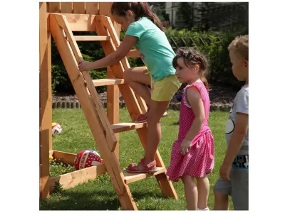 Spielturm Giant teakfarben inkl. Rutsche gelb Produktbild #11