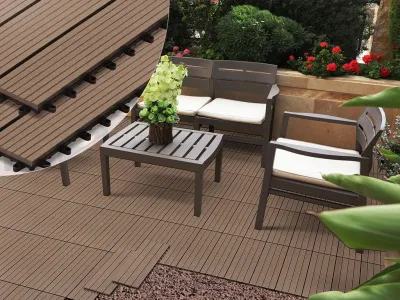 WPC Terrassenfliese Braun geriffelt Produktbild #4