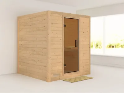 Massivholzsauna Mojave graphit Ganzglastür Produktbild #1