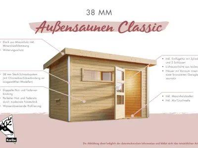 Saunahaus Angkor 2 38 mm naturbelassen Produktbild #10