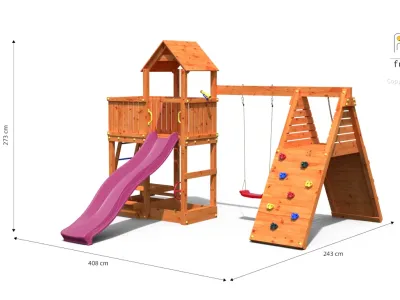 Spielturm Fluppi teakfarben inkl. Einzelschaukel + Rutsche Produktbild #6
