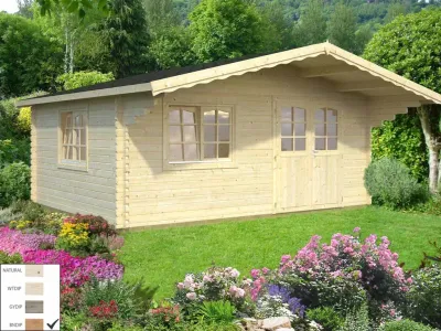 Gartenhaus Blockbohlenhaus Sally 19,1 m² 44 mm braun tauchimprägniert Produktbild #1