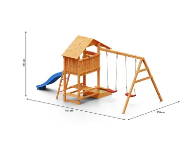 Spielturm Smart 1 teakfarben inkl. Rutsche blau Produktbild #4
