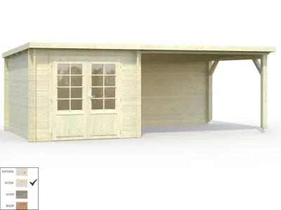 Gartenhaus Blockbohlenhaus Ella 6,9+10,0 m² 28 mm transparent tauchimprägniert Produktbild #3