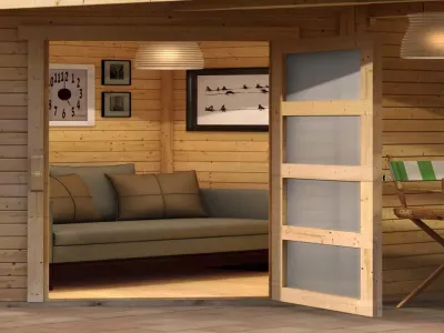 Gartenhaus SET Schwandorf 3 19 mm naturbelassen, inkl. 2,4 m Anbaudach + Seiten- und Rückwand Produktbild #5
