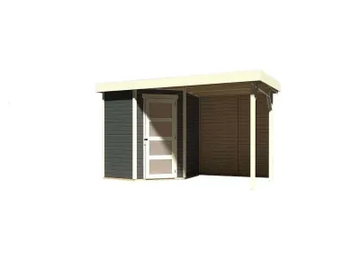 Gartenhaus SET Schwandorf 3 19 mm terragrau, inkl. 2,4 m Anbaudach + Rückwand Produktbild #9