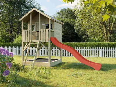 Stelzenhaus Big House mit Sandkasten KDI inkl. Rutsche rot Produktbild #1
