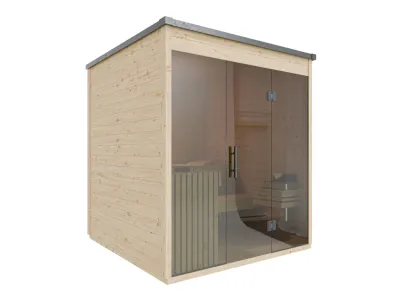 Gartensauna Lilly natur SPARSET 9kW Ofen und ext. Strg. Produktbild #3