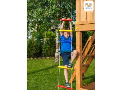 Spielturm Bento D teakfarben inkl. Rutsche rot Produktbild #12