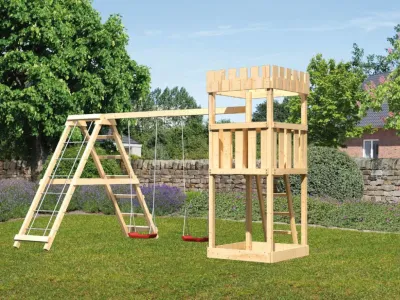 Spielturm Ritterburg Löwenherz SET naturbelassen Produktbild #1