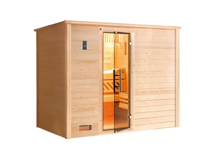 Sauna Massivholzsauna Bergen 3 mit graphit Glastür Produktbild #2