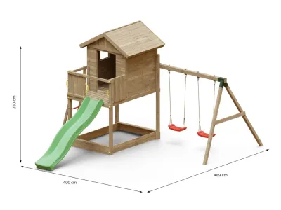 Spielturm Stelzenhaus Galaxy S inkl. Doppelschaukel kesseldruckimprägniert + Rutsche grün Produktbild #7