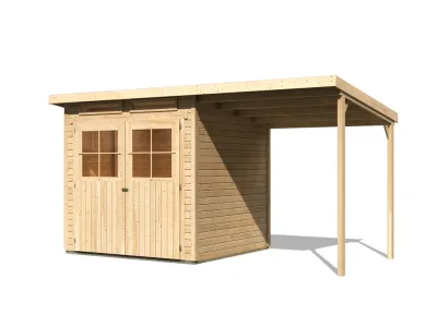 Gartenhaus Glücksberg 3 19 mm naturbelassen inkl. 1,9 m Anbaudach Produktbild #9