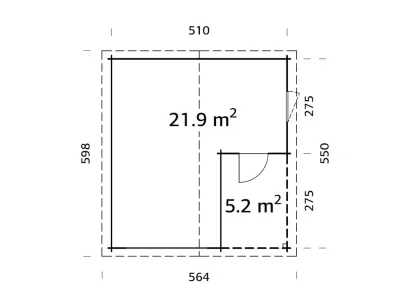 Garage Roger 21,9+5,2 m² ohne Tor 44 mm grau tauchimprägniert Produktbild #3