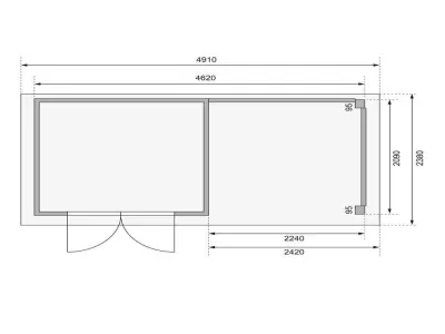 Gartenhaus SET Kerko 3 19 mm terragrau, inkl. 2,4 m Anbaudach + Rückwand Produktbild #5