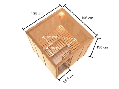 Sauna OULU mit bronzierter Glastür + 9 kW Bio-Kombiofen mit ext. Strg. Produktbild #3