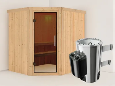 Sauna Systemsauna Lilja graphit Ganzglastür + Plug & Play Saunaofen mit Steuerung Produktbild #1