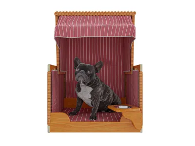 Hundestrandkorb Lys beige-rot-weiß inkl. Schutzhülle Produktbild #5