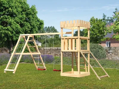 Spielturm Ritterburg Löwenherz SET naturbelassen Produktbild #1
