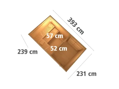 Saunahaus Skrollan 3 mit moderner Tür terragrau Produktbild #3
