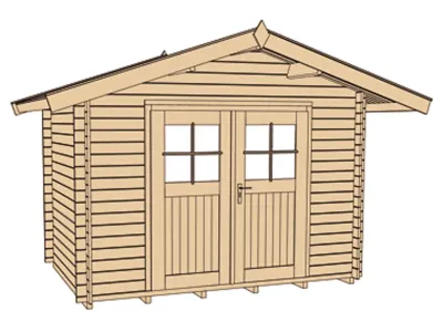Gartenhaus Premium28 Gr. 3 28 mm natubelassen mit 20 cm Vordach Produktbild #3