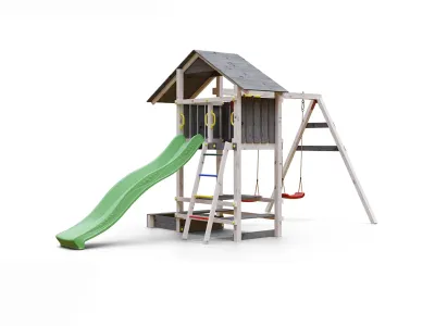 Spielturm Smart 1 grau-weiß inkl. Rutsche grün Produktbild #5