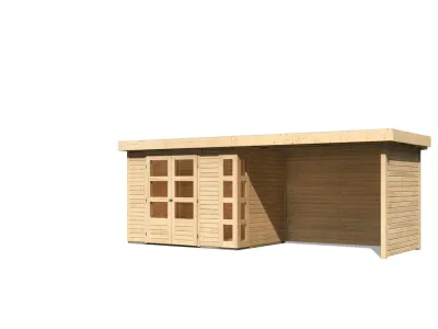 Gartenhaus SET Kerko 4 19 mm naturbelassen, inkl. 2,8 m Anbaudach + Seiten- und Rückwand Produktbild #4