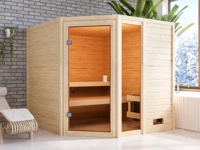 Sauna Massivholzsauna Tabea, mit bronzierter Ganzglastür Produktbild #1