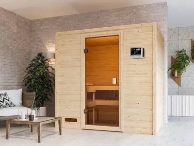 Sauna Massivholzsauna Selena, inkl. 9 kW Ofen mit externer Steuerung Produktbild #1