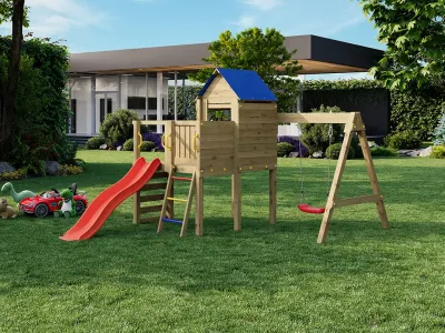 Spielturm Bibalu KDI inkl. Rutsche rot Produktbild #1
