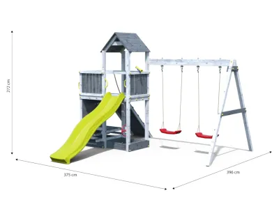 Spielturm Floppi grau-weiß inkl. Doppelschaukel + Rutsche Produktbild #8