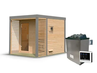 Saunahaus Ares 2 38 mm naturbelassen / graualuminium Produktbild #9