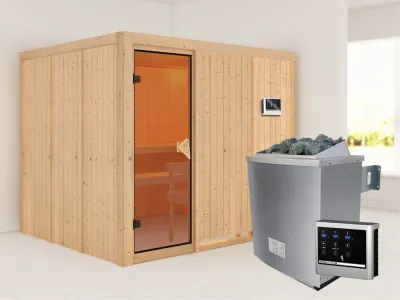 Systemsauna Gobin bronzierte Ganzglastür, inkl. 9 kW Saunaofen ext. Steuerung Produktbild #1