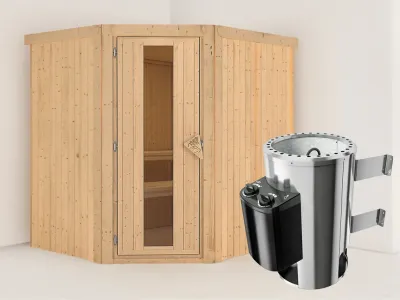 Sauna Systemsauna Lilja Energiespartür + Plug & Play Saunaofen mit Steuerung Produktbild #1