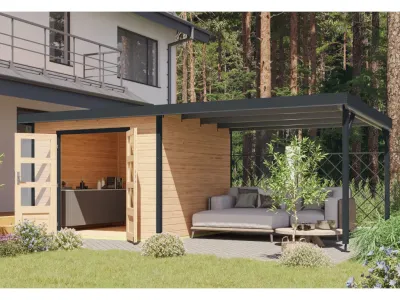 Hybrid-Gartenhaus Pluto A Set naturbelassen/anthrazit Produktbild #1