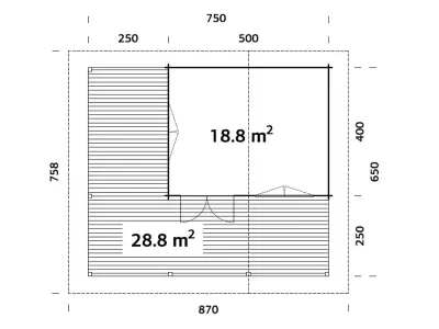 Ferienhaus Blockbohlenhaus Agneta 18,8+28,8 m² 70 mm naturbelassen Produktbild #3