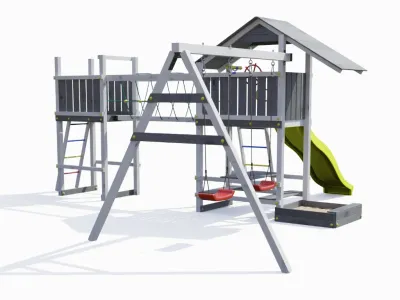 Spielturm Smart 1 Bridge grau/weiß inkl. Rutsche gelb Produktbild #7
