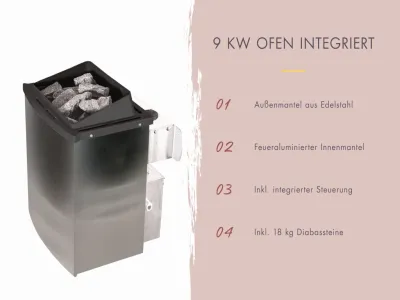 Sauna Amelia 2 SET mit Ofen 9 kW, integrierter Steuerung Produktbild #3