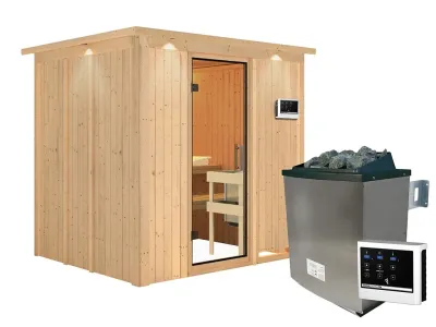Sauna Systemsauna Sodin mit Dachkranz, inkl. 9 kW Ofen mit externer Steuerung Produktbild #9