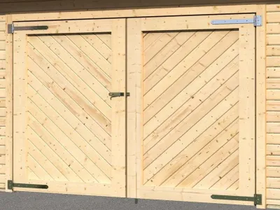 Garage Blockhausgarage mit Tor 40 mm naturbelassen Produktbild #6