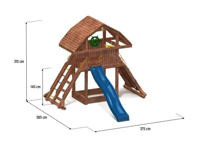 Spielturm Giant teakfarben inkl. Rutsche rot Produktbild #2