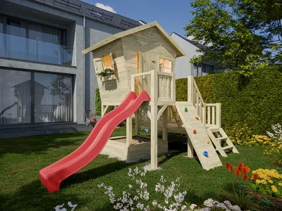 Stelzenhaus Big Birdy KDI inkl. Rutsche rot Produktbild #2