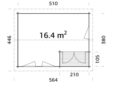 Gartenhaus Blockbohlenhaus Susanna 16,4 m² 44 mm transparent tauchimprägniert Produktbild #3