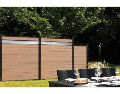 Sichtschutzzaun SYSTEM WPC Zaunfeld-Set Mandel-Silber Produktbild #3