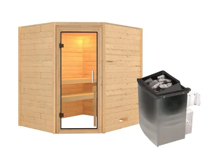 Sauna Massivholzsauna Mia mit Dachkranz, inkl. 9 kW Bio-Ofen mit externer Steuerung Produktbild #11