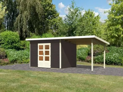 Gartenhaus SET Northeim 4 - Terragrau, inkl. 3,3 m Anbaudach Produktbild #1