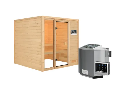 Sauna Jutta mit bronzierter Glastür + 9 kW Bio-Kombiofen ext. Strg. Produktbild #6